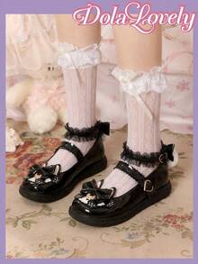 Dola Lovely Sapatos femininos pretos estilo Mary Jane, mocassins com fivela, sapatilhas formais/de trabalho com sola macia. - Combinação de cor preta - Ver 2