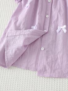 Cozy Pixies Baby Girl Bowknot Decor Petal Sleeve Ruffle Dress - Purple - View 7