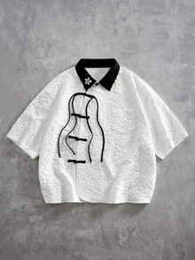 Street Life Áo sơ mi nam cài nút họa tiết jacquard, kiểu dáng thường ngày, đa năng. - màu đen - Xem 9
