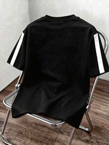 Manfinity Joysei 男士撞色字母印花圆领休闲短袖T恤 - 彩色 - 查看 2