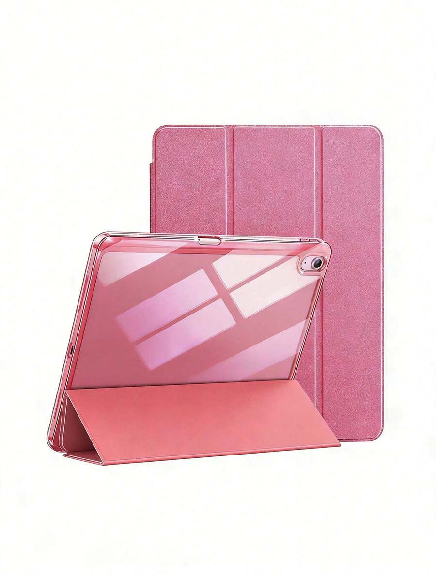 Case With Pencil Slot For IPad A16 2025, Smart Case For IPad 11th Generation/10th Generation, Shiny Case For IPad Air 11 M3 M2, Case For IPad Air 4/5 - Pink - View 1