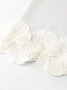 SHEIN Franclia 女士优雅缎面双层荷叶边无袖背心，适合春夏外出和约会 - 白色 - 查看 3