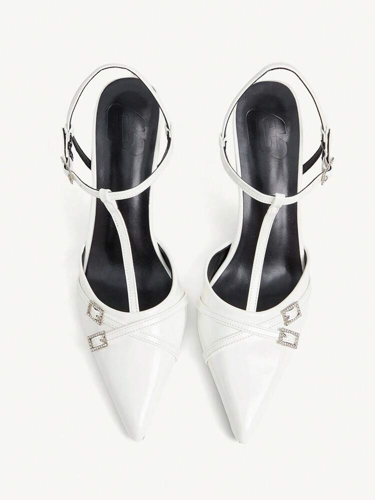 CUCCOO CHICEST Spring And Summer New Style Fashion T-Shaped Ankle Strap Rhinestone Buckle Structure Design Pointed Toe Wine Glass Heel High Platform Waterproof Elegant And Sexy Wine Red Crystal PU Material Women's High Heels Open-Toe Shoes Evening Dress Shoes Date Afternoon Tea Party Valentine's Day Elegant Outfit