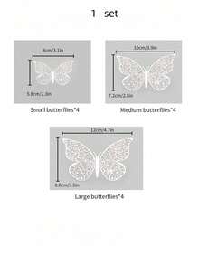 72 Stück 3D Kreativ Design Papier Schmetterling Aufkleber, geometrisches gemusterter Ausschnitt Schmetterling Wandaufkleber für Feiertage, Partys, Tortendekoration, Sonderdesign Heimdekoration, Schlafzimmerdekoration, Badezimmerdekoration, Raumdekoration für Feiertage - Silber - Übersicht 3