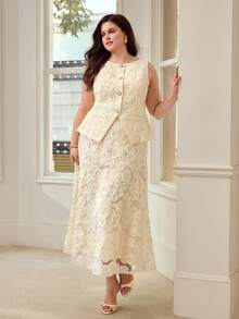 MOTF PREMIUM PLUS SIZE FASHIONABLE LACE TANK TOP, FRENCH STYLE NICHE DESIGN WOMEN TOP - Apricot - View 5