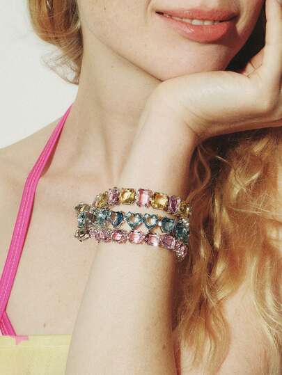 Popjeli 1 pieza Pulsera rosa de moda simple para damas, estilo Y2K/Lindo/Colorido/Elegante, para mamá/mujer/niña/madre, verano/playa/baile de graduación/fiesta/vacaciones/viaje, ROSA, corazón, floral, DIY