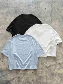 AXEPEAK 3pcs/Set Men's Crew Neck Short Sleeve Contrast Color Print T-Shirts - Multicolor - View 2