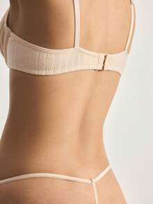 Ocili 一套女士舒适简约纯棉内衣，含钢圈文胸和丁字裤 - 杏色 - 查看 4