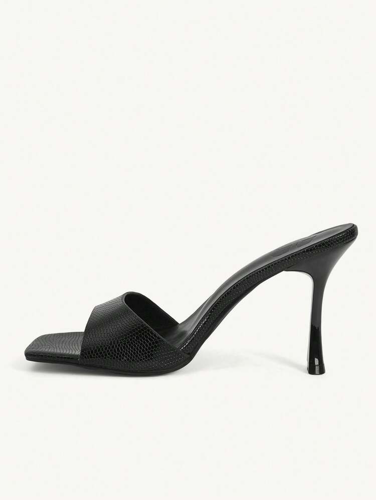 CUCCOO CHICEST Women's High-Heeled Sandals, Black Rhombus Square Toe Stiletto Mule Mop, Fashion Sandals, Retro Wild Date Party High-Heeled Slippers