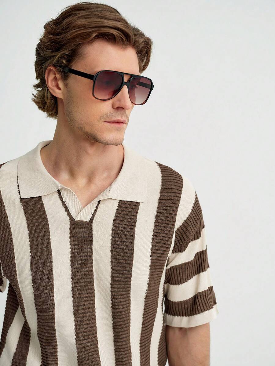 MENRIVO Men's Striped Knitted Sweater , Vintage , Color Block , Graphic , Friends , Work - Multicolor - View 1