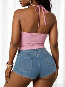 Zyxie 圆环露背吊带短款上衣，度假风 - 粉色 - 查看 2