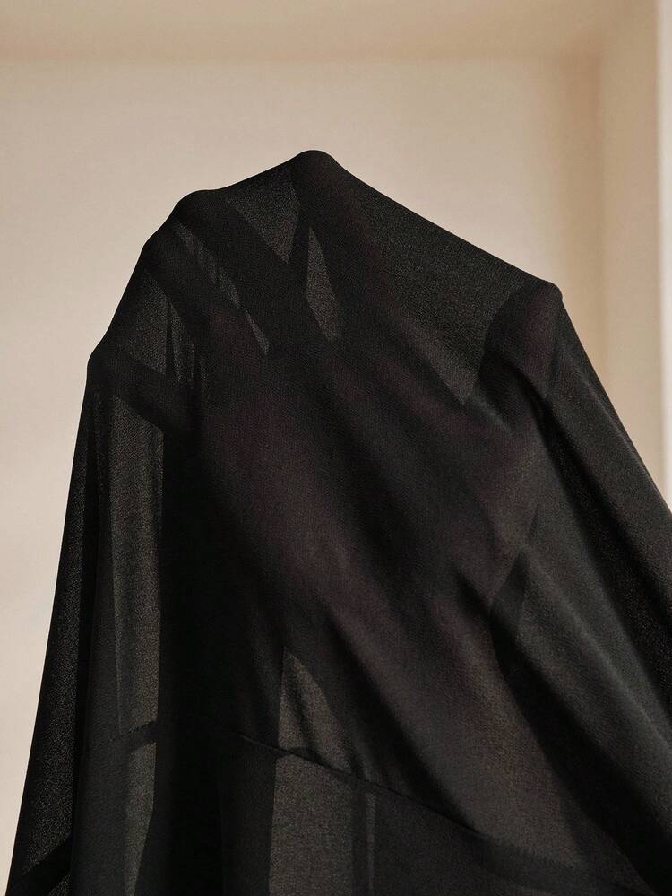 Modern Elegant New Black High Waist Double Belt Fabric Patchwork Chiffon Maxi Casual Skirt For Women