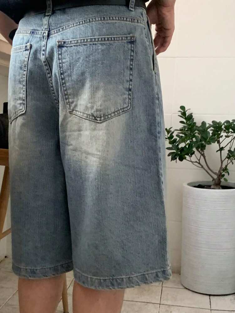 Blue Distressed Denim Shorts