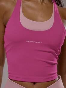 Musera Sport Áo thể thao nhiều lớp lưng chéo, chỉ gồm áo, thích hợp cho tập luyện thể thao, tập gym, pilates, thể dục, mặc hàng ngày, màu thạch anh khói. - Hồng - Xem 6