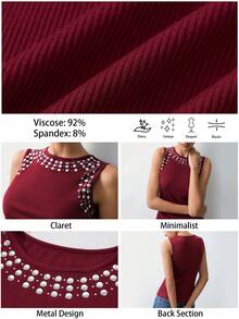 Maija 2026 修身罗纹金属箔设计女式背心，适合情人节派对、夏季派对、优雅派对上衣、休闲女装、现代都市风格、春假、圣帕特里克节、复活节、夏季派对、海滩度假、海滩假期、夏季外出、毕业季等场合。 - 中紫紅色 - 查看 6