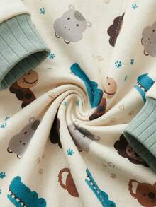 Cozy Pixies Newborn Baby Comfortable Soft Cartoon Print Zipper Long Sleeve Romper - Multicolor - View 4