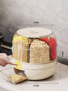 1 pieza Recipiente de almacenamiento de granos giratorio de 360 grados con compartimentos, cubo de arroz a prueba de humedad y resistente a insectos, cubo de arroz a presión para el hogar, disponible en varios colores, adecuado para almacenar diversos granos y arroz, a prueba de insectos y a prueba de polvo, recipiente de almacenamiento de granos, recipiente de almacenamiento de alimentos, almacenamiento de cocina - Multicolor - Ver 14