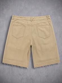 Manfinity Denimwave Unisex Retro American Multi-Pocket Cargo Soft Denim Jeans - Khaki - View 2