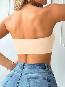 Sujetador con cierre delantero acolchado y push-up para mujer - Beis - Ver 3