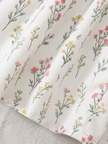 SHEIN Váy dễ thương ngọt ngào họa tiết hoa nhí tay cánh hoa cho bé gái - Nhiều màu - Xem 5