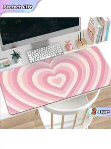 1PC Hypnotic Heart Pattern Diatom Mud Mouse Pad, Non-Slip Rubber Base, For Gaming & Office, Perfect Gift For Women - Hypnotic Heart - View 1
