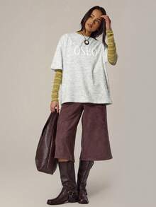 MUSERA Oversized Graphic Tshirt Spring, Girly, Day Outfits, Cute, Casual Sweet Pea Summer - Grey - View 5