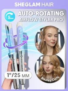 SHEGLAM HAIR Máy uốn tóc One Touch Airflow Styler Pro-25mm màu bạc tím, máy uốn tóc tự xoay bằng khí lạnh, tạo kiểu nhanh trong 5 phút, luồng khí lạnh 360°, thao tác một chạm, kết quả lâu dài, 5 mức nhiệt độ và chống bỏng, tự động tắt, điện áp kép, phù hợp cho tóc dài vừa và tóc dài, mọi loại tóc - Phích cắm US Sinh nhật Quà Ngày lễ Hồng Rung cảm Trang điểm Du lịch Trường học Lễ hội Hoa hồng Hiện tại Con gái Sự quyến rũ chăm sóc tóc Ngày của Mẹ Si mê Thời trang Tiệc Rave - Bạc - Xem 13