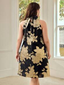 MOTF PREMIUM VESTIDO SIN MANGAS CON ESTAMPADO FLORAL TALLA GRANDE - Negro - Ver 3
