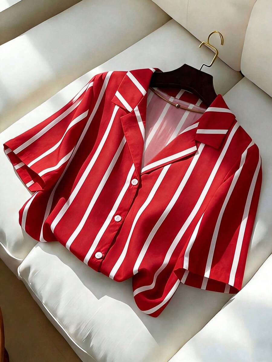 Franclia 新款V领修身短袖女式衬衫，春秋季 - 彩色 - 查看 1