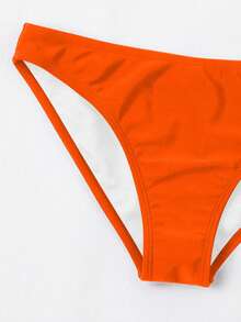 Swim Basics Braga de bikini minimalista de unicolor con diseño triangular para mujer - Naranja - Ver 4