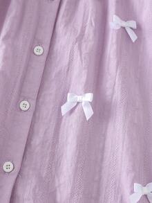 Cozy Pixies Baby Girl Bowknot Decor Petal Sleeve Ruffle Dress - Purple - View 6
