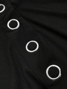 Sunspun Plus Size Casual Solid Color Polo Neck Fitted T-Shirt, Summer - Black - View 8