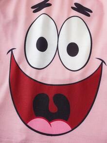 SpongeBob SquarePants | SHEIN 女士圆领短袖上衣和短裤睡衣套装 - 彩色 - 查看 6