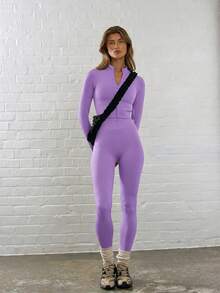 Musera Sport 罗纹高腰修身运动紧身裤 适合锻炼、徒步、健身房、瑜伽、普拉提、日常休闲穿着 - 紫丁香色 - 查看 5