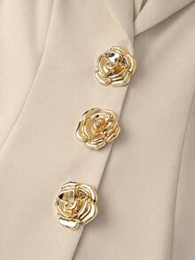Franclia Women's Metal 3D Floral Button Vest And Pants Elegant Suit Set - Apricot - View 3