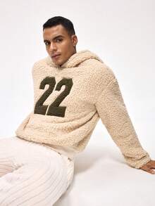 Rest Era 男士休闲字母刺绣连帽抓绒卫衣，秋冬款 - 彩色 - 查看 5