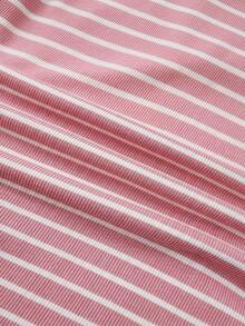 SHEIN 少女款海军蓝白领针织休闲撞色修身短款上衣，带小号Logo刺绣 - 淺粉色 - 查看 7