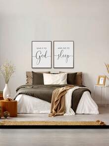 1PC 3PCS GIVE IT TO GOD AND GO TO SLEEP PRINT CANVAS PAINTINGS INSPIRATIONAL QUOTE POSTER RELIGIOUS CHRISTIAN WALL ART RELAXING TRUST SLEEP REMINDER BEDROOM HOME DECOR UNFRAMED - Multicolor - View 3