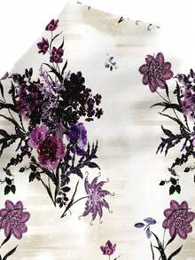EMERY ROSE 大尺碼女款休閒浪漫紫色花卉印花褲裝套裝，2件套，度假穿搭，夏季 - 彩色 - 查看 6