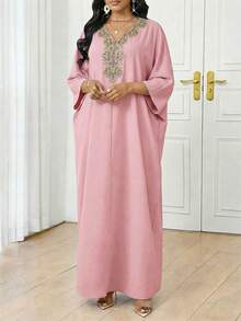 SHEIN Lady Damen V-Ausschnitt Lässig Party & Reise Maxikleid, geeignet für den Sommer - Pink - Übersicht 5