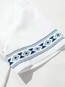 Manfinity RSRT Bộ đồ nam cỡ lớn họa tiết hoa hình học tay ngắn và quần short đi nghỉ mát. - trắng - Xem 6