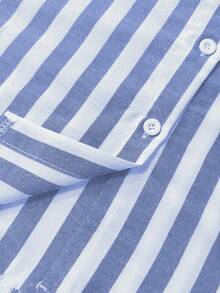 EMERY ROSE Plus Size Linen Striped Casual Shirt - Multicolor - View 3