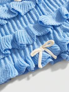 ROMWE Fairycore Y2K Style Handmade Crochet Women Beach Vacation Knit Set - Blue - View 5