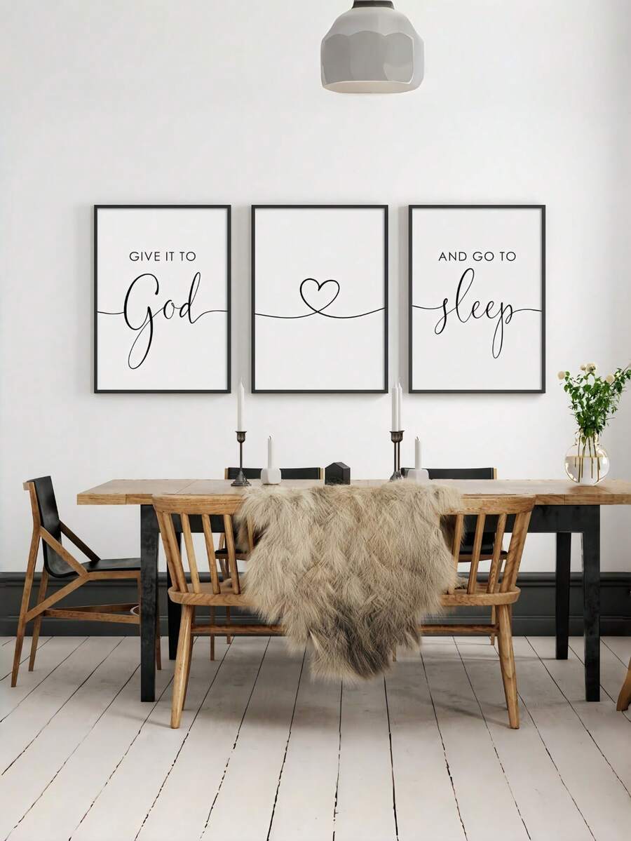 1PC 3PCS GIVE IT TO GOD AND GO TO SLEEP PRINT CANVAS PAINTINGS INSPIRATIONAL QUOTE POSTER RELIGIOUS CHRISTIAN WALL ART RELAXING TRUST SLEEP REMINDER BEDROOM HOME DECOR UNFRAMED - Multicolor - View 1