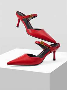 Mnmlis Women Heeled Sandals - Red - View 2