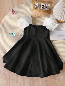 Genkimix Kids Đầm denim phối nơ dễ thương, thoải mái, thích hợp cho bé gái đi nghỉ mát. - màu đen - Xem 2