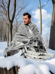 Outdoor Emergency Thermal Blanket, Waterproof Windproof Rainproof Sunscreen Survival Blanket, Retains Body Heat, Tear-Resistant, Lightweight Foldable Shelter Blanket For Camping Hiking Trekking Mountaineering, Essential Gear For Outdoor Adventures - Multicolor - View 2