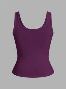Slaydiva 2pcs/Set Navy Blue Purple Casual Basic Camisole Sleeveless Deep V-Neck Ribbed Tank Top For Women, Summer Top Home - Multicolor - View 4