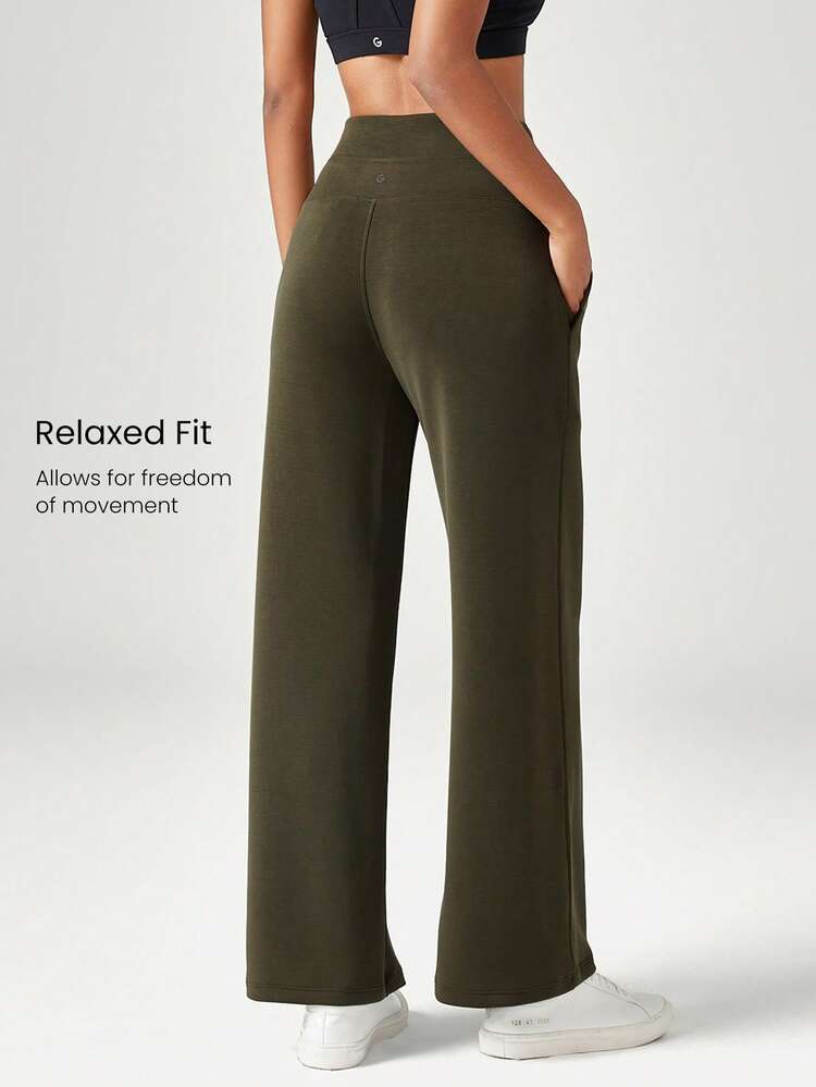 28" Petite SoftCalm Modal Silk Touch Wide Leg High Waist Lounge Pants With Side Pockets Daily Casual Spring Summer