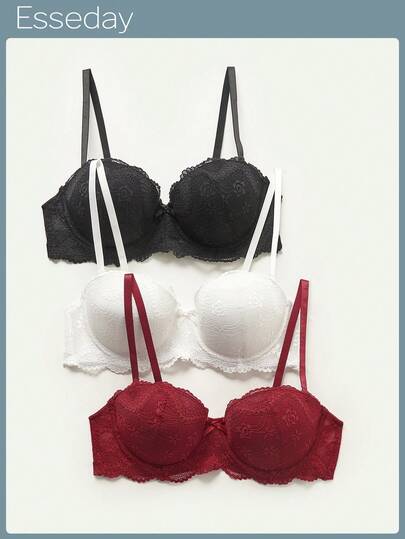 3 件装女士钢圈文胸，带不可拆卸衬垫罩杯